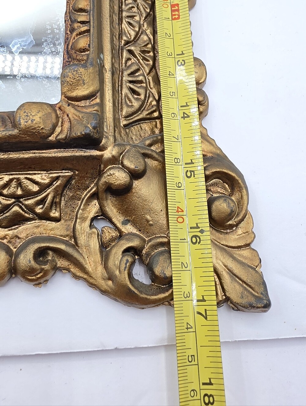 Vintage Italian Florentine Mirror Baroque Rococo Ornate Carved 17x14.5” - Picture 5 of 6